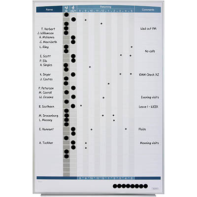 Image for QUARTET PERSONNEL MATRIX BOARD IN/OUT 865 X 580MM WHITE from Pirie Office National