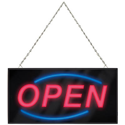 Image for QUARTET LED OPEN SIGN WITH CHAIN 20 X 480 X 250MM BLACK from Copylink Office National