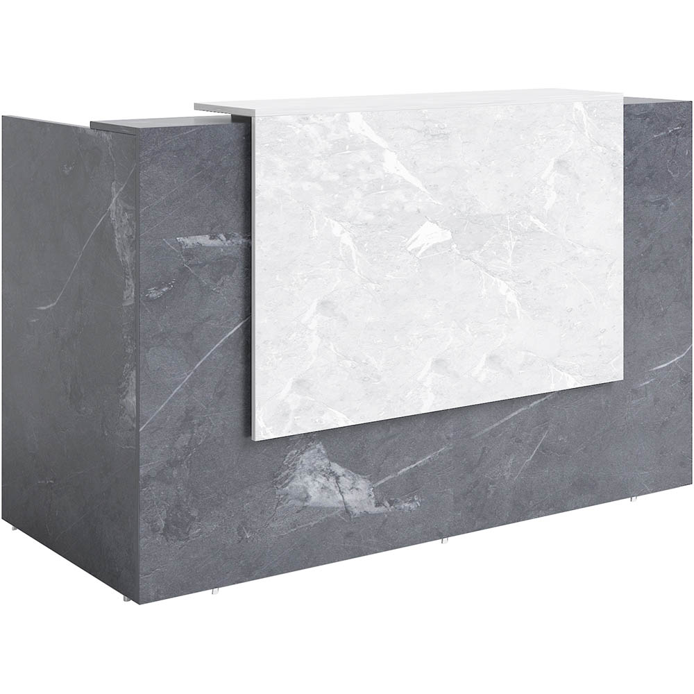 Image for SORRENTO RECEPTION COUNTER DESK 2100 X 840 X 1150MM MARBLE CHARCOAL/MARBLE GREY from PaperChase Office National
