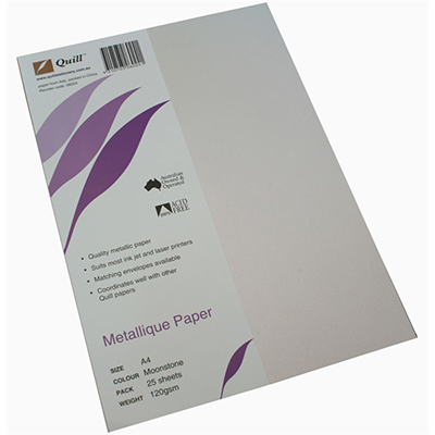 Image for QUILL METALLIQUE PAPER 120GSM A4 MOONSTONE PACK 25 from Discount Office National