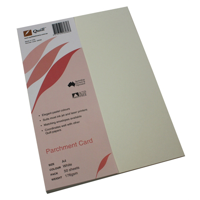 Image for QUILL PARCHMENT CARD 176GSM A4 WHITE PACK 50 from Emerald Office Supplies Office National