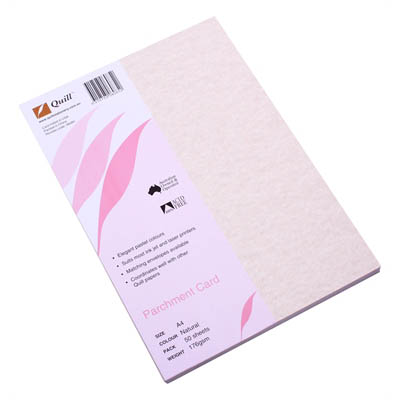 Image for QUILL PARCHMENT CARD 176GSM A4 NATURAL PACK 50 from Paul John Office National