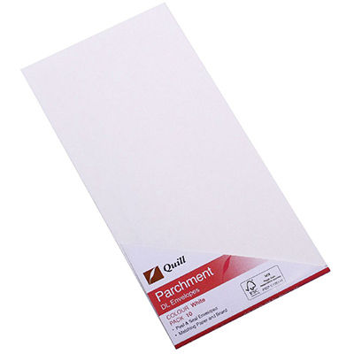 Image for QUILL DL PARCHMENT ENVELOPES PLAINFACE STRIP SEAL 90GSM 110 X 220MM WHITE PACK 25 from Office National Balcatta