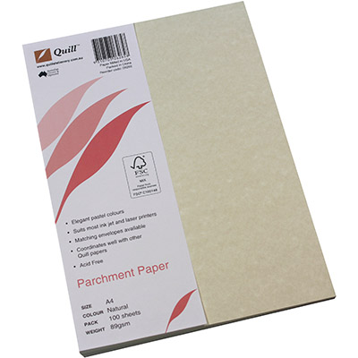 Image for QUILL PARCHMENT PAPER 90GSM A4 NATURAL PACK 100 from SBA Office National - Darwin
