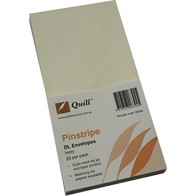 Image for QUILL DL PINSTRIPE ENVELOPES PLAINFACE STRIP SEAL 118GSM 110 X 220MM IVORY PACK 25 from Mackay Business Machines (MBM) Office National