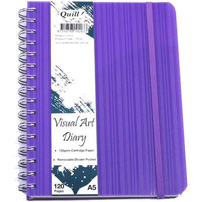 Image for QUILL VISUAL ART DIARY 125GSM 120 PAGE A5 PP VIOLET from Surry Office National