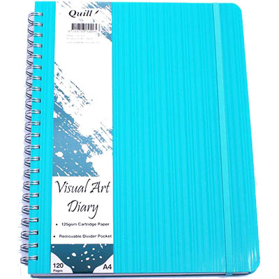 Image for QUILL VISUAL ART DIARY 125GSM 120 PAGE A4 PP AQUA from Surry Office National