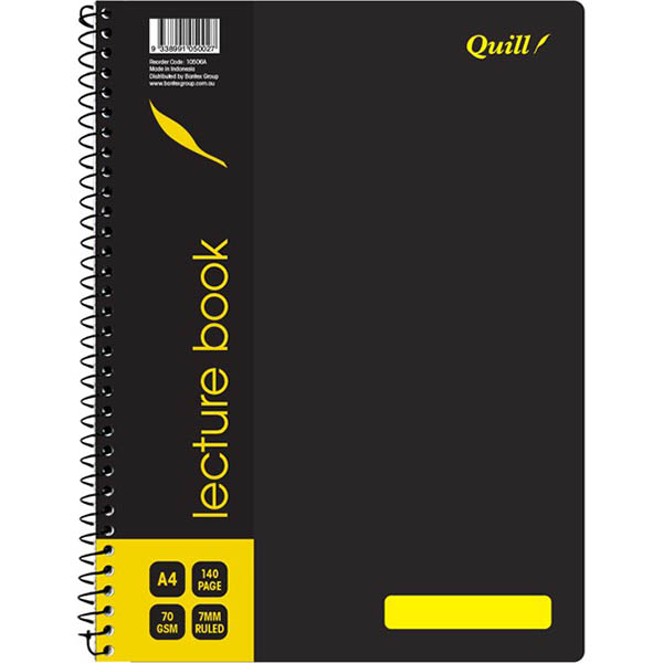 Image for QUILL Q906 LECTURE BOOK SPIRALBOUND 70GSM A4 140 PAGE BLACK from Office National Perth CBD