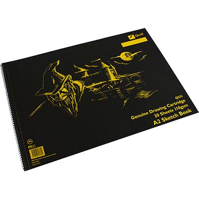 Image for QUILL Q532 SKETCH BOOK PP SHORT BOUND 110GSM A2 420 X 594MM 20 SHEETS BLACK from Surry Office National