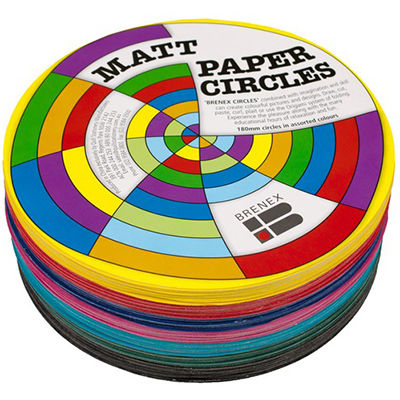 Image for BRENEX MATT CIRCLE PAPER SHAPES SINGLE SIDED 180MM ASSORTED PACK 500 from C & G Office National