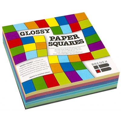 Image for BRENEX GLOSSY SQUARE PAPER SHAPES SINGLE SIDED 254 X 254MM ASSORTED PACK 360 from C & G Office National