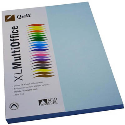Image for QUILL COLOURED A4 COPY PAPER 80GSM POWDER BLUE PACK 100 SHEETS from Discount Office National