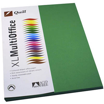 Image for QUILL COLOURED A4 COPY PAPER 80GSM EMERALD PACK 100 SHEETS from Surry Office National