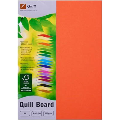 Image for QUILL XL MULTIBOARD 210GSM A4 ORANGE PACK 50 from Express Office National