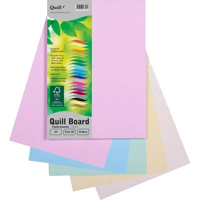 Image for QUILL XL MULTIBOARD 210GSM A4 ASSORTED PASTELS PACK 50 from PaperChase Office National