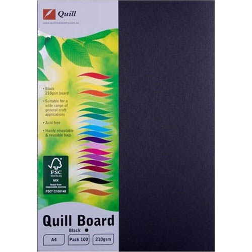 Image for QUILL XL MULTIBOARD 210GSM A4 BLACK PACK 100 from Axsel Office National