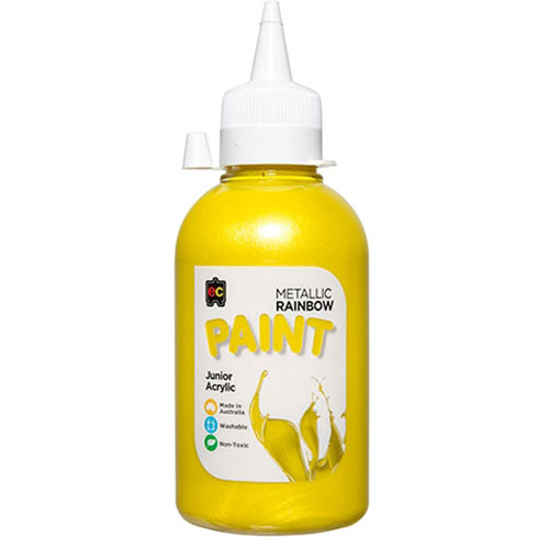 Image for EDUCATIONAL COLOURS METALLIC RAINBOW JUNIOR ACRYLIC PAINT 250ML YELLOW from Surry Office National