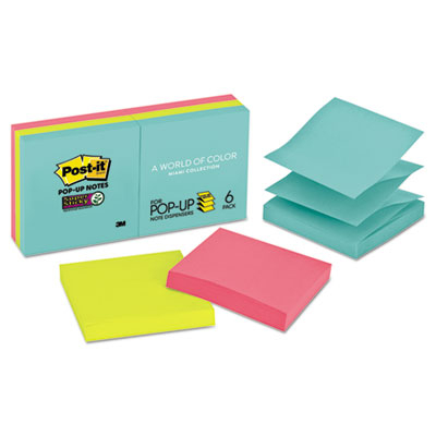 Image for POST-IT R330-6SSMIA SUPER STICKY POP UP NOTES MIAMI 76 X 76MM 90 SHEETS PACK 6 from Axsel Office National