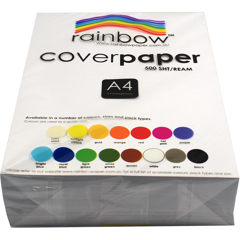 Image for RAINBOW COVER PAPER 125GSM A4 WHITE PACK 500 from Office National Kalgoorlie