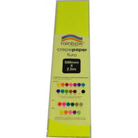rainbow crepe paper 500mm x 2.5m fluro yellow