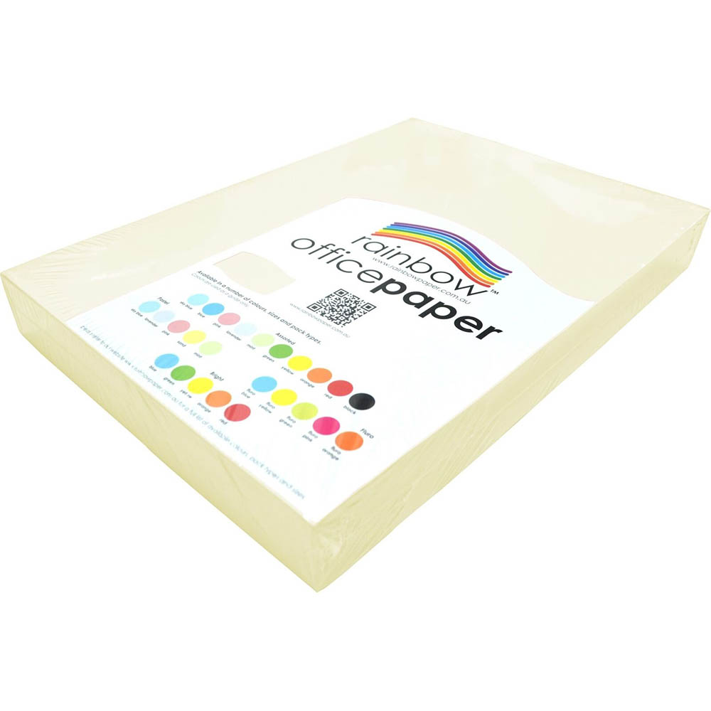 Image for RAINBOW COLOURED A3 COPY PAPER 80GSM 500 SHEETS IVORY from Office National Barossa