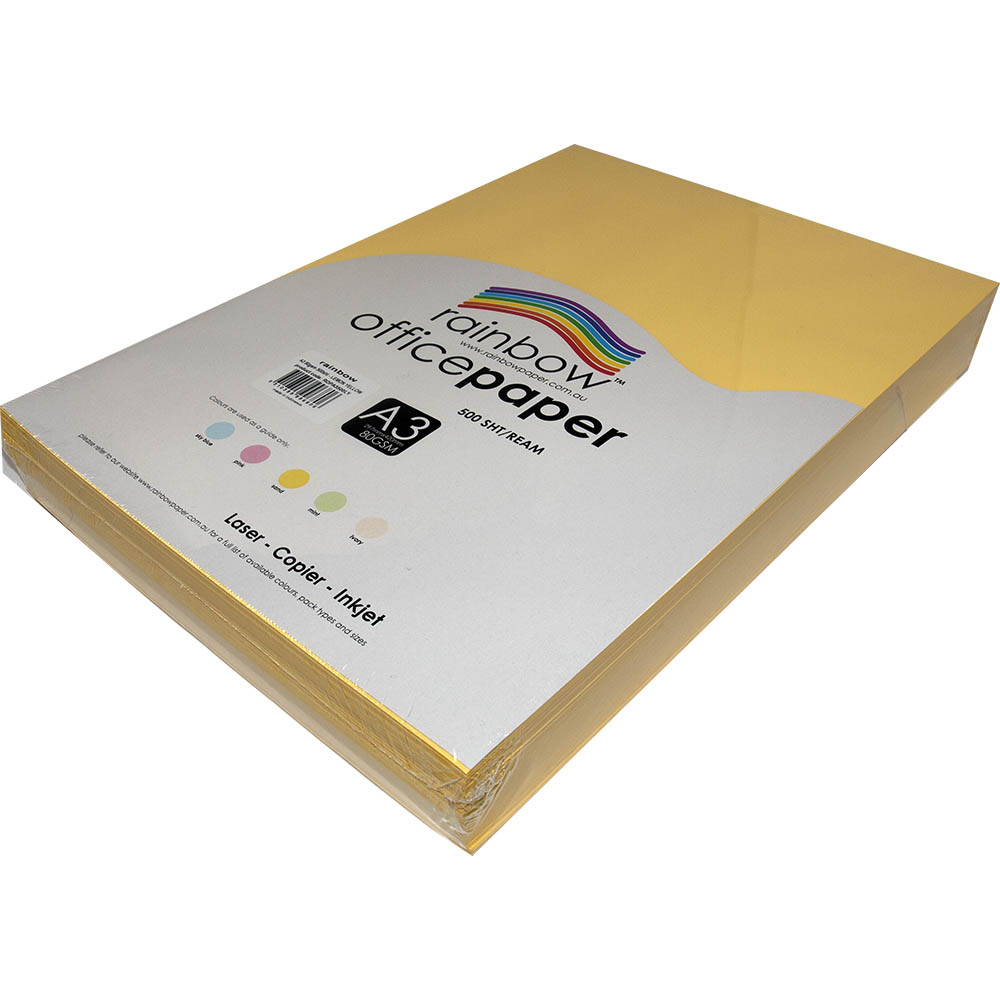 Image for RAINBOW COLOURED A3 COPY PAPER 80GSM 500 SHEETS LEMON YELLOW from Complete Stationery Office National (Devonport & Burnie)