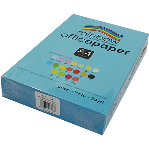 Image for RAINBOW COLOURED A4 COPY PAPER 80GSM 500 SHEETS BLUE from Angletons Office National