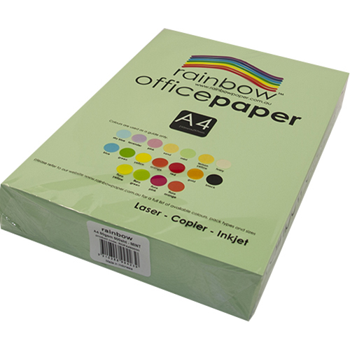 Image for RAINBOW COLOURED A4 COPY PAPER 80GSM 500 SHEETS MINT from Office National