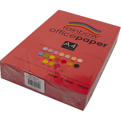 Image for RAINBOW COLOURED A4 COPY PAPER 80GSM 500 SHEETS RED from Angletons Office National
