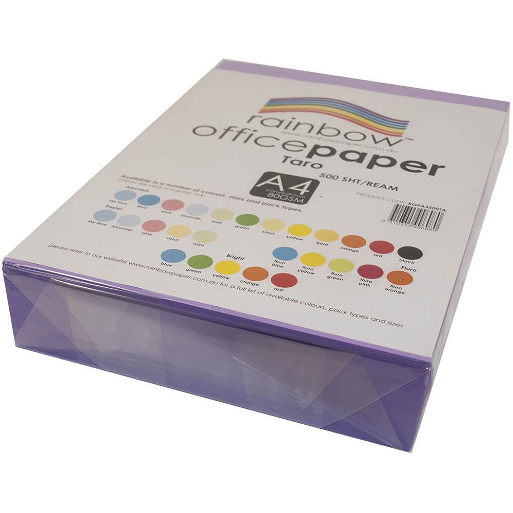 Image for RAINBOW COLOURED A4 COPY PAPER 80GSM 500 SHEETS TARO MAUVE from Office National