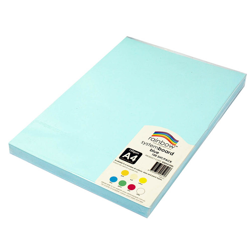 Image for RAINBOW SYSTEM BOARD 150GSM A4 BLUE PACK 100 from Office National Perth CBD