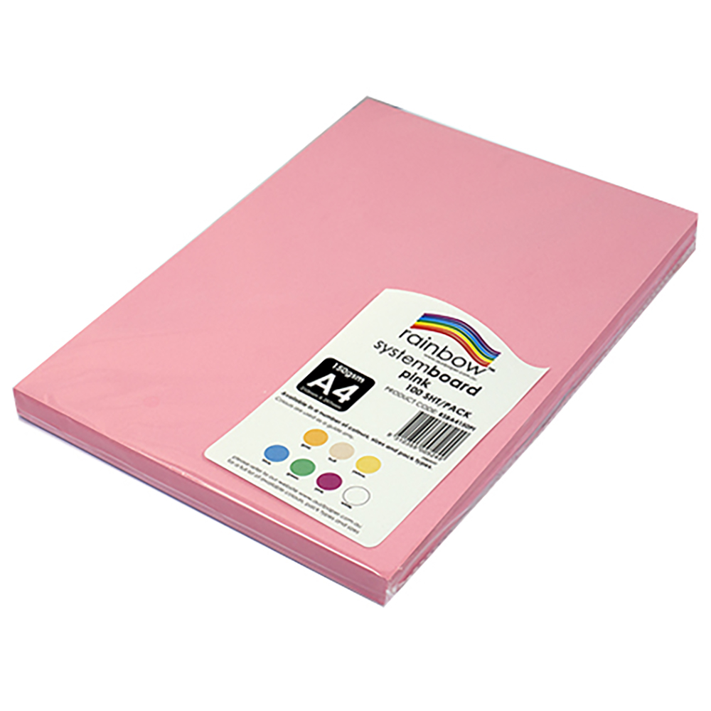 Image for RAINBOW SYSTEM BOARD 150GSM A4 PINK PACK 100 from Office National Barossa