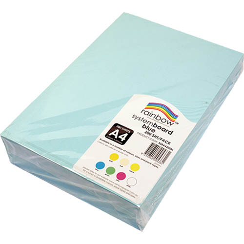 Image for RAINBOW SYSTEM BOARD 200GSM A4 BLUE PACK 200 from C & G Office National