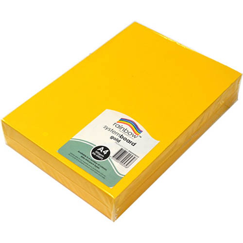 Image for RAINBOW SYSTEM BOARD 200GSM A4 GOLD PACK 200 from Discount Office National