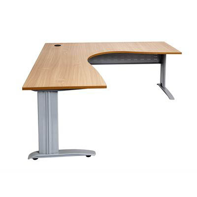 Image for RAPID SPAN CORNER WORKSTATION WITH METAL MODESTY PANEL 1500 X 1500 X 700MM BEECH/SILVER from Office National Barossa
