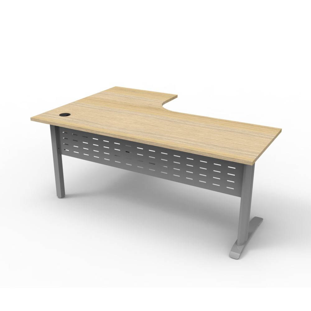 Image for RAPID SPAN DELUXE CORNER WORKSTATION WITH METAL MODESTY PANEL 1800 X 1200 X 730MM NATURAL OAK/SILVER from PaperChase Office National