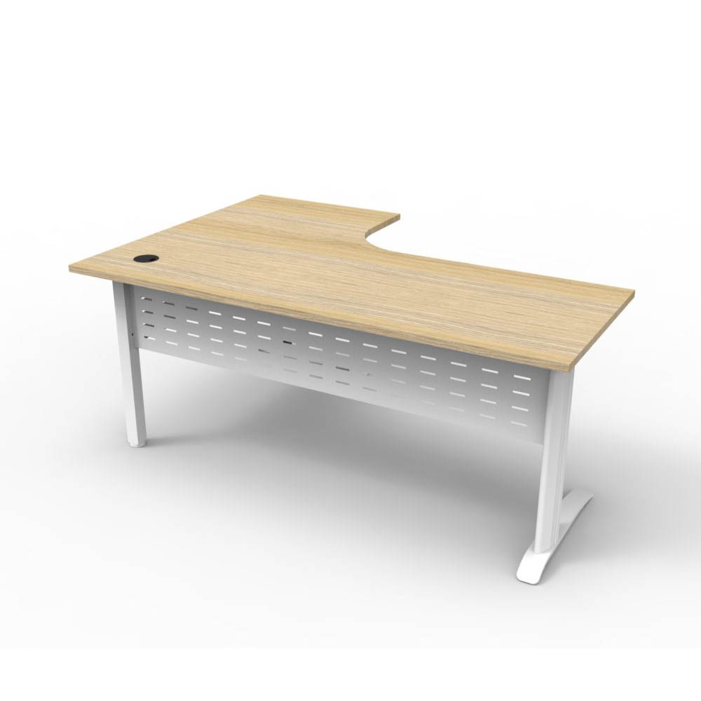 Image for RAPID SPAN DELUXE CORNER WORKSTATION WITH METAL MODESTY PANEL 1800 X 1200 X 730MM NATURAL OAK/WHITE from Office National
