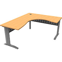rapid span corner workstation with metal modesty panel 1800 x 1200 x 700mm beech/silver
