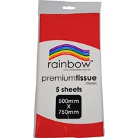 rainbow premium tissue paper 17gsm 500 x 750mm red pack 5