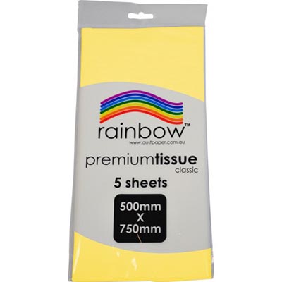 Image for RAINBOW PREMIUM TISSUE PAPER 17GSM 500 X 750MM YELLOW PACK 5 from BACK 2 BASICS & HOWARD WILLIAM OFFICE NATIONAL