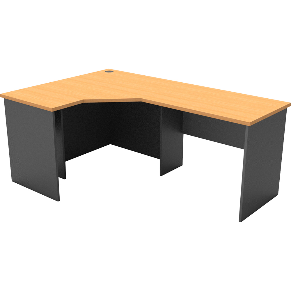 Image for RAPID WORKER CORNER WORKSTATION COMPLETE 1200 X 1800 X 600MM BEECH/IRONSTONE from PaperChase Office National
