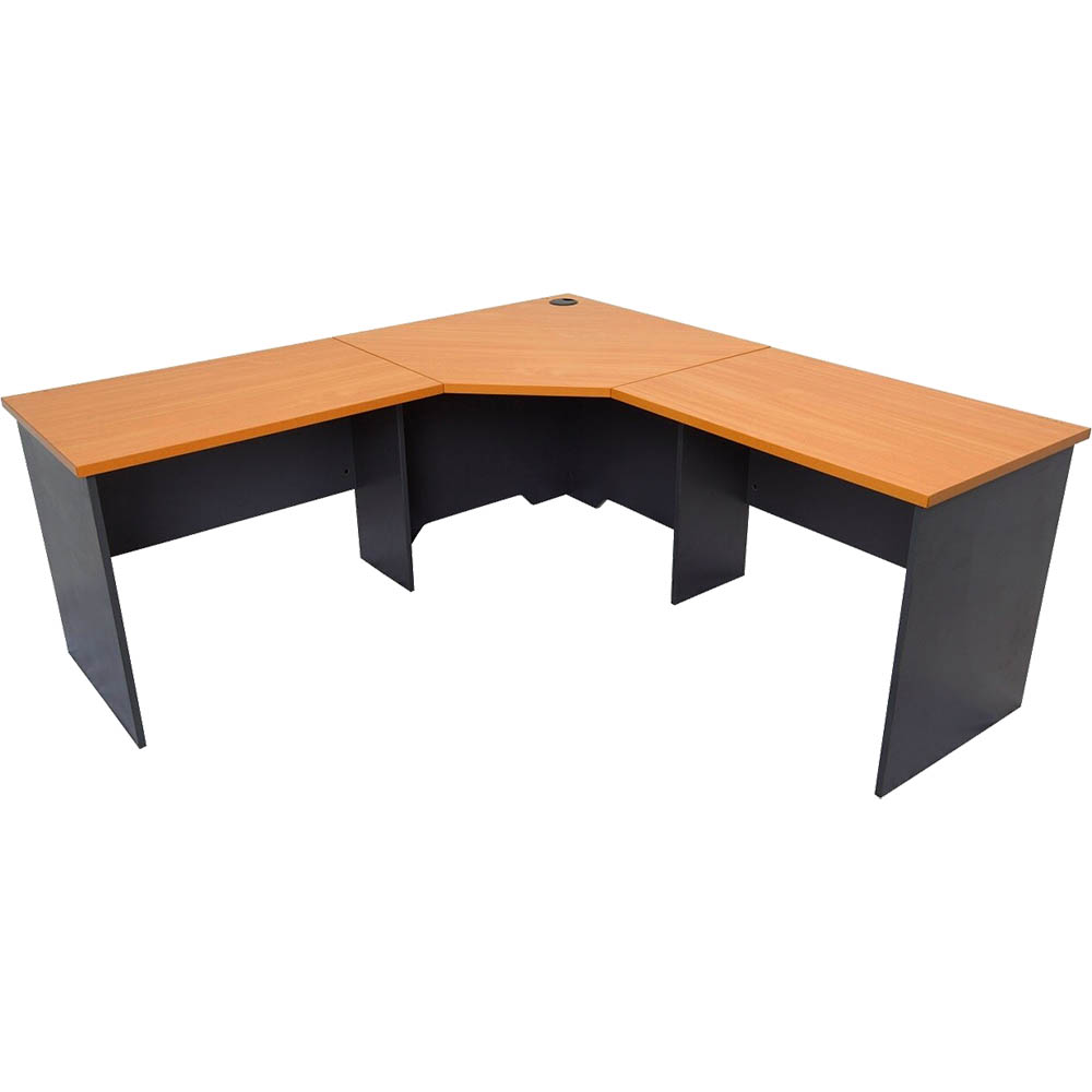 Image for RAPID WORKER CORNER WORKSTATION COMPLETE 2100 X 2100 X 600MM CHERRY/IRONSTONE from PaperChase Office National