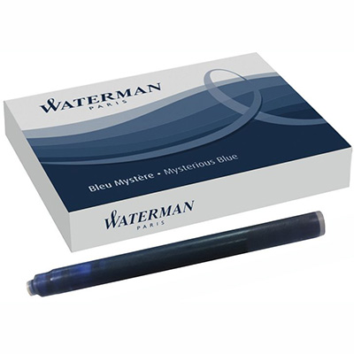 Image for WATERMAN FOUNTAIN PEN INK CARTRIDGE MYSTERIOUS BLUE BLACK PACK 8 from Office National Limestone Coast