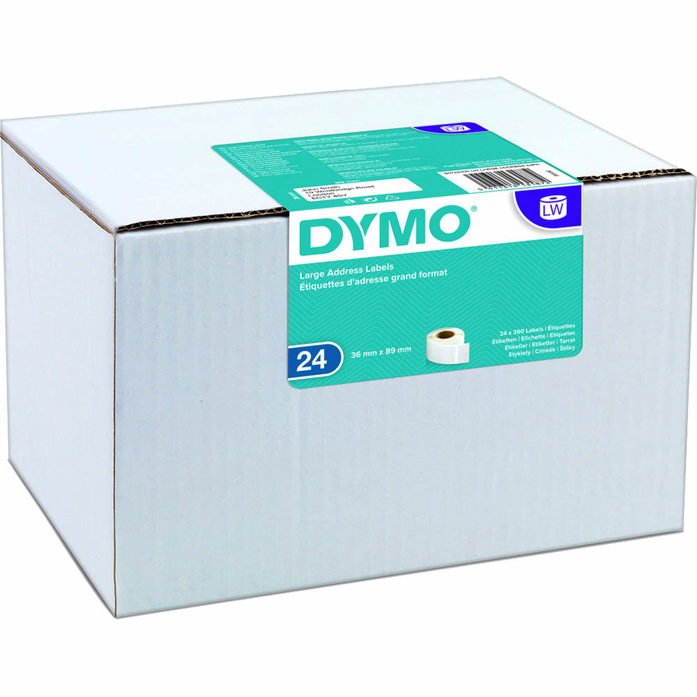 Image for DYMO 99012 LW ADDRESS LABELS 89 X 36MM WHITE ROLL 260 BOX 24 from AASTAT Office National