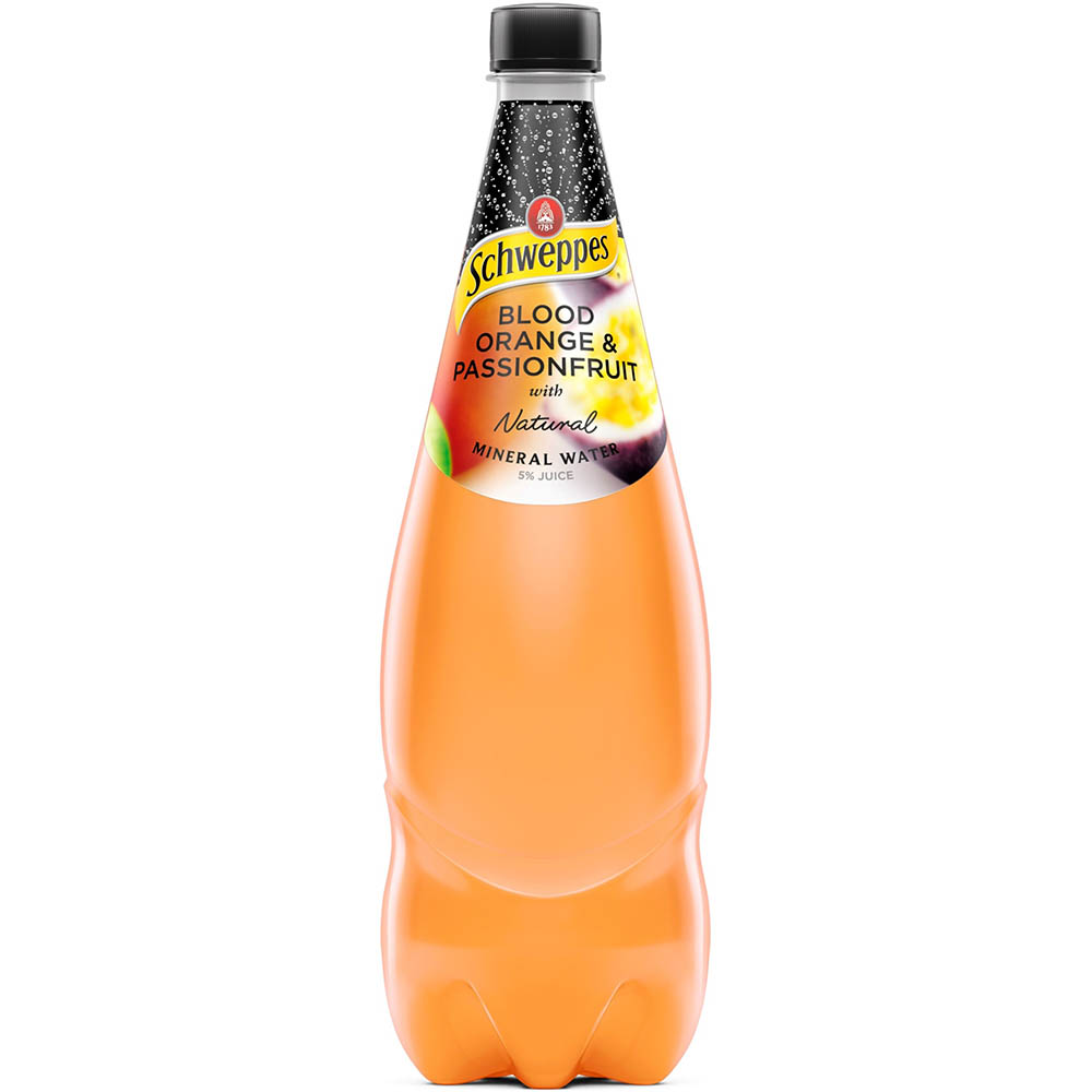 Image for SCHWEPPES BLOOD ORANGE PASSIONFRUIT MINERAL WATER 1.1 LITRE from Aztec Office National Melbourne