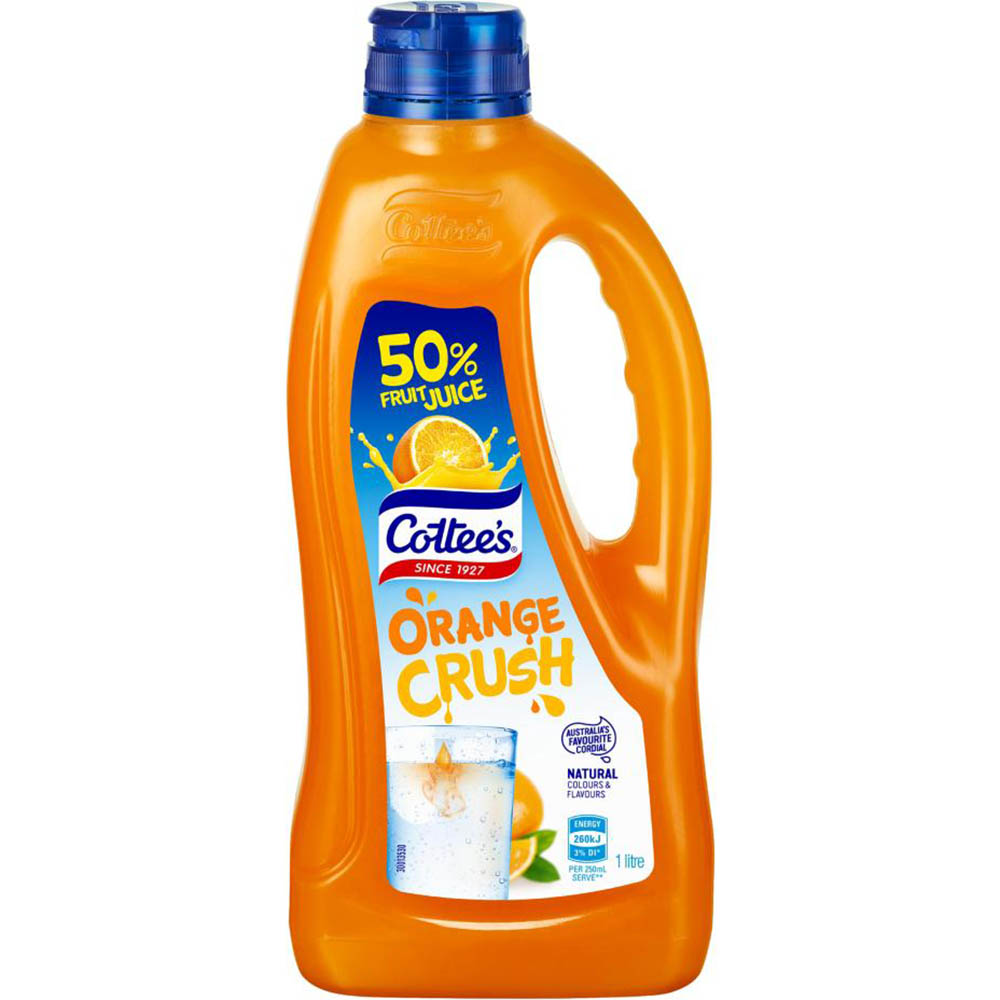 Image for COTTEES CORDIAL ORANGE CRUSH PET 1 LITRE PET CARTON 9 from Officebarn Office National