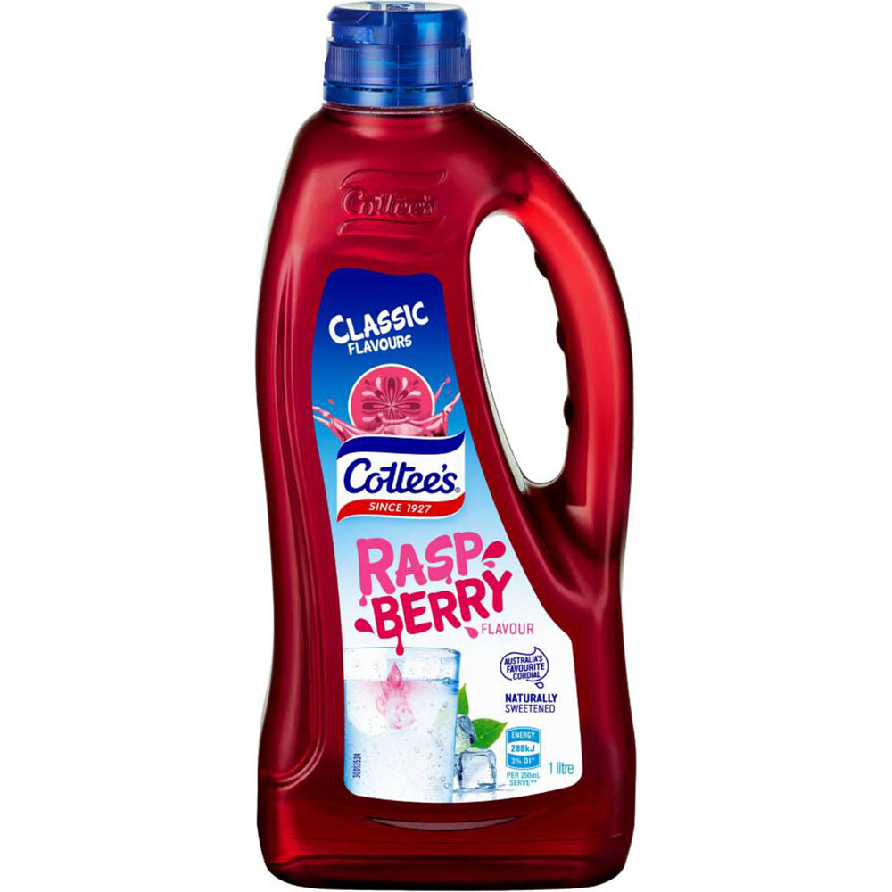 Image for COTTEES CORDIAL RASPBERRY CRUSH PET 1 LITRE CARTON 9 from Office National Barossa