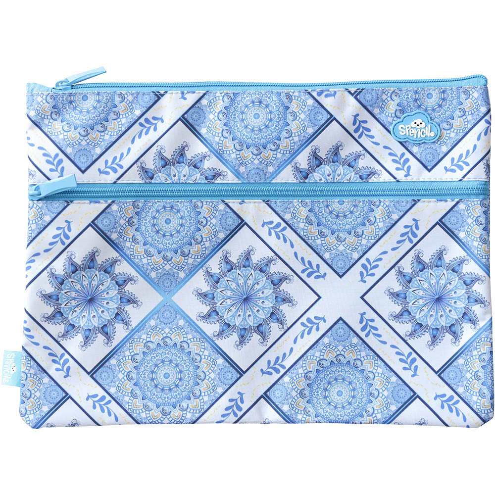 Image for SPENCIL TWIN ZIP PENCIL CASE A4 BOHO BLUE from Office National Perth CBD
