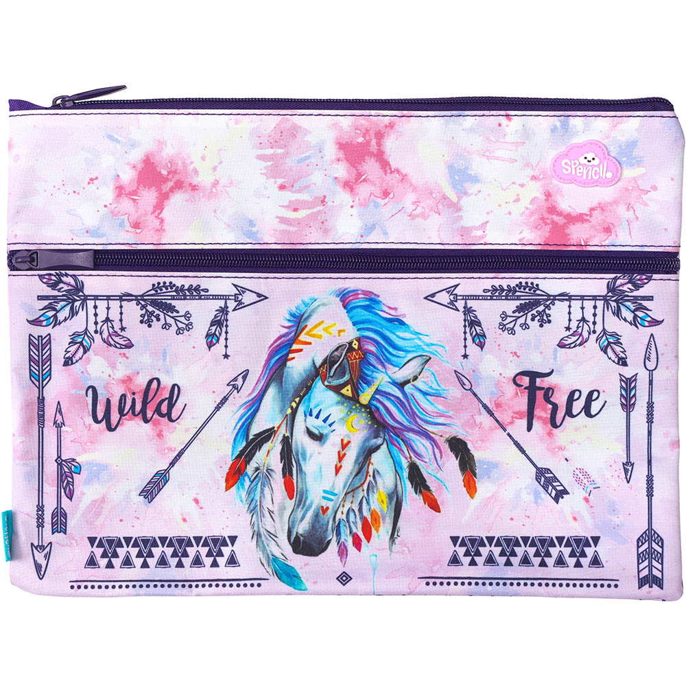 Image for SPENCIL TWIN ZIP PENCIL CASE A4 DREAMCATCHER HORSE from Surry Office National