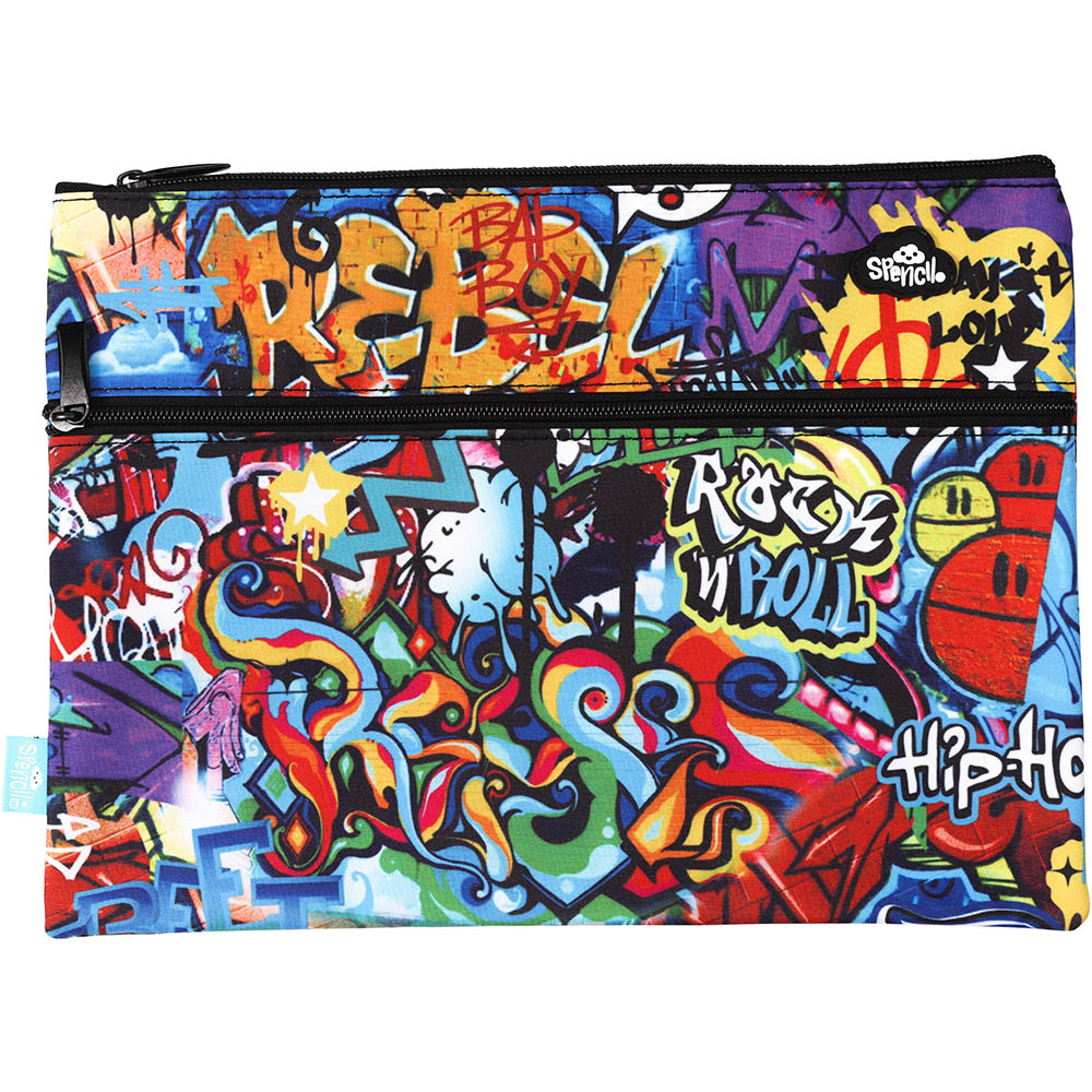 Image for SPENCIL TWIN ZIP PENCIL CASE A4 STREET ART from PaperChase Office National